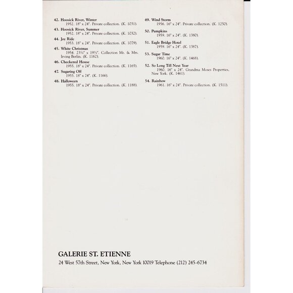 Grandma Moses Art Exhibit Brochure 1982-83 Galerie St. Etienne, NYC, 4 Panels - Picture 4 of 4
